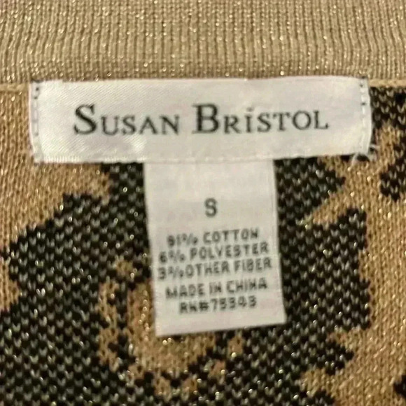 Susan Bristol Cardigan Black Gold Shimmer Floral Small - Picture 4 of 7